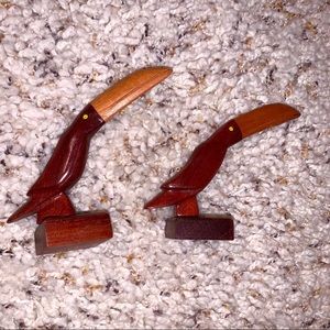 Vintage Hand Carved Wooden Toucan Figurines